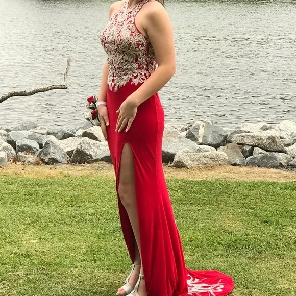 strapless open back dress Mori Lee 49030 - Long Lace, Jersey Sheath Dress main image 1